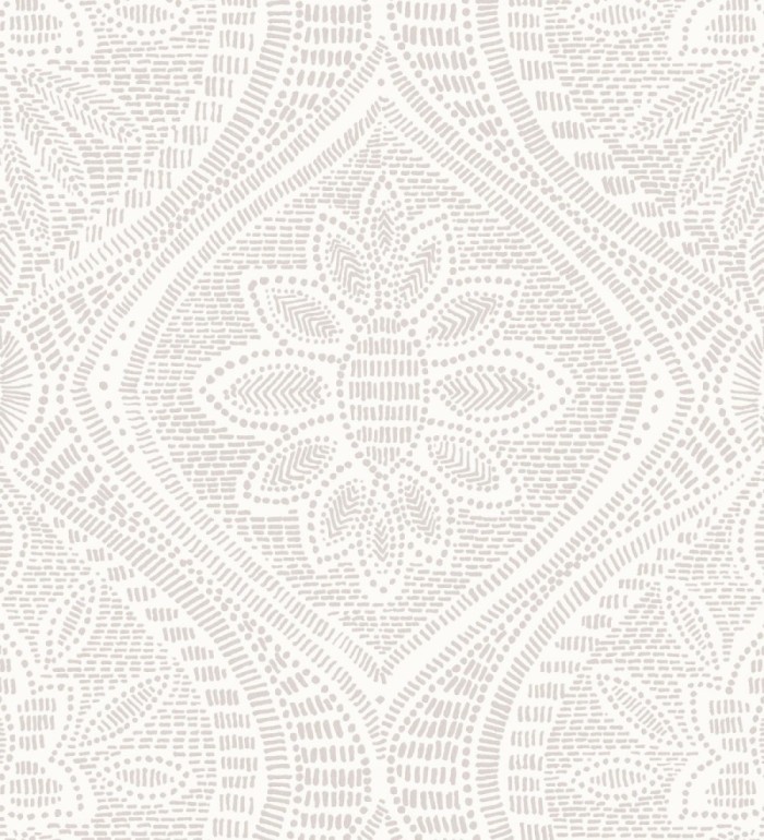 Papel pintado con dibujo de encaje malva claro de estilo étnico moderno - Ashley 682447