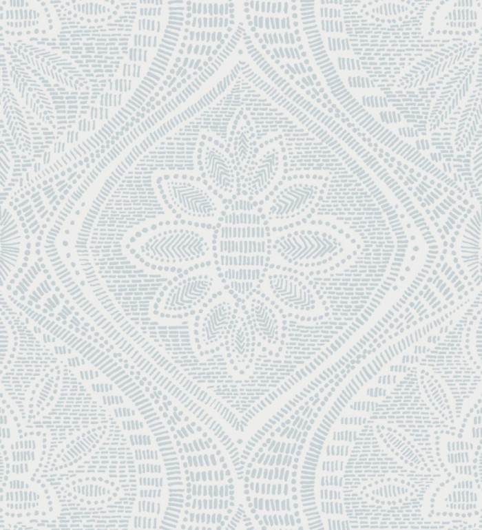 Papel pintado con dibujo de encaje azul de estilo étnico moderno - Ashley 682448