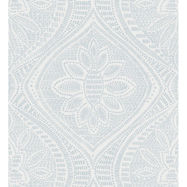 Papel pintado con dibujo de encaje azul de estilo étnico moderno - Ashley 682448