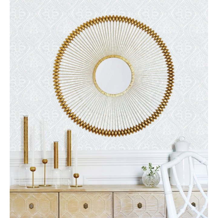 Papel pintado con dibujo de encaje azul de estilo étnico moderno - Ashley 682448