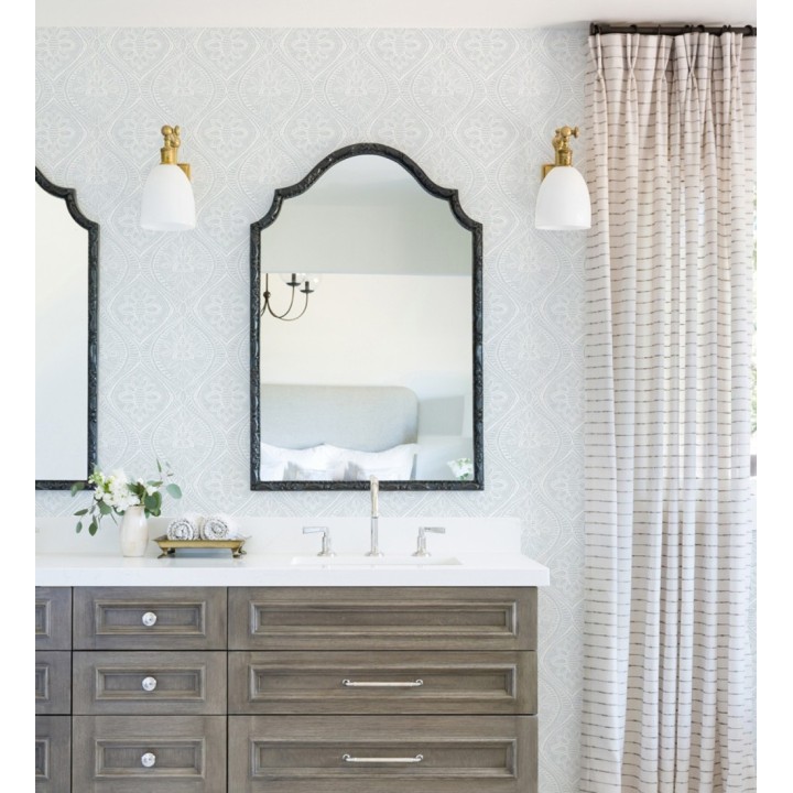 Papel pintado con dibujo de encaje azul de estilo étnico moderno - Ashley 682448