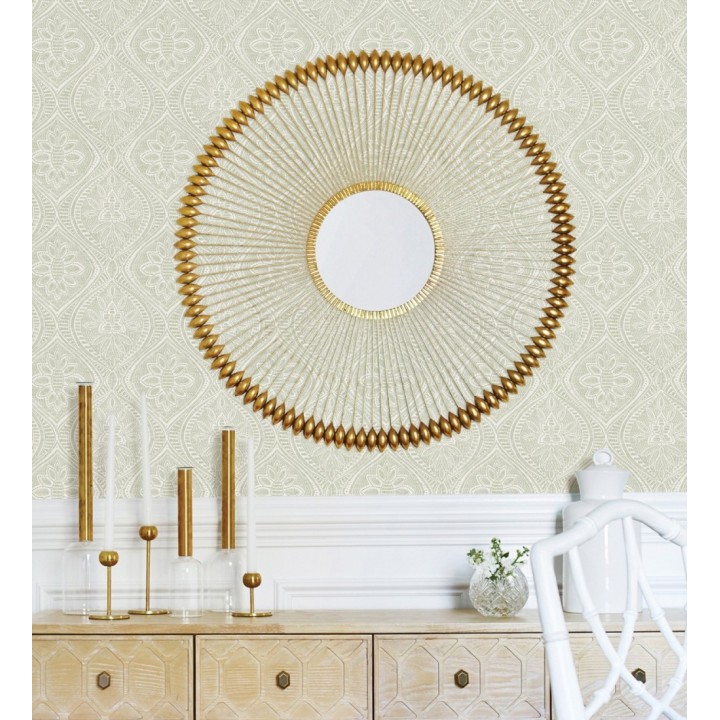 Papel pintado con dibujo de encaje verde de estilo étnico moderno - Ashley 682449