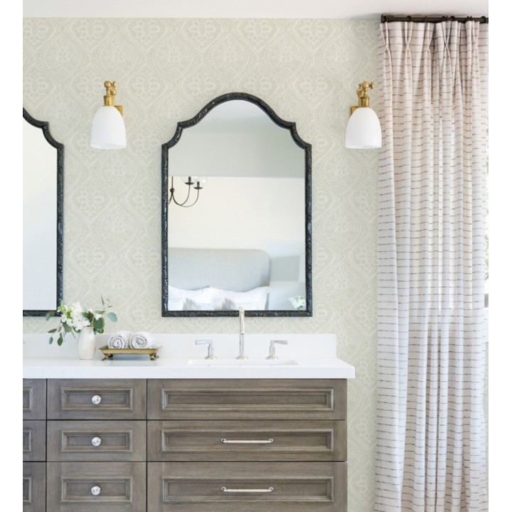 Papel pintado con dibujo de encaje verde de estilo étnico moderno - Ashley 682449