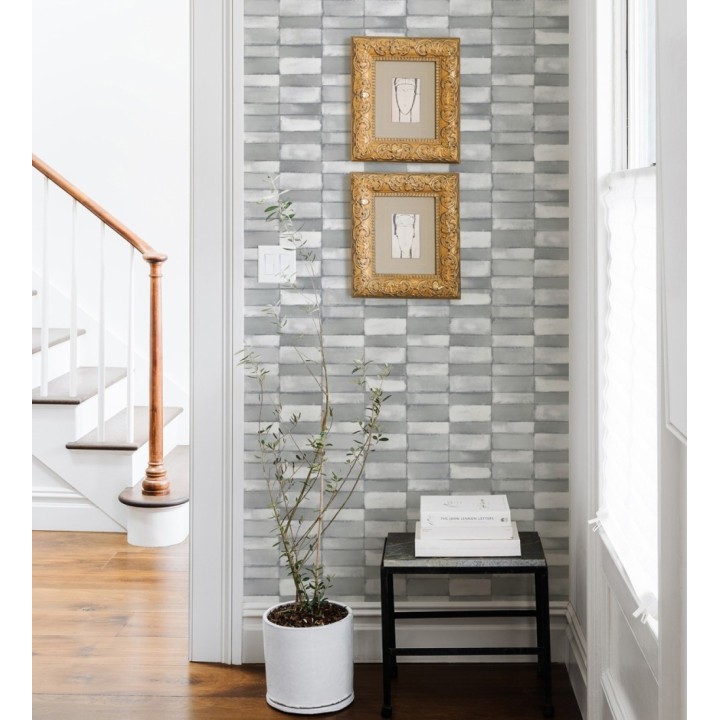 Papel pintado con diseño de baldosas moderno tonos grises - Lamdo 682450