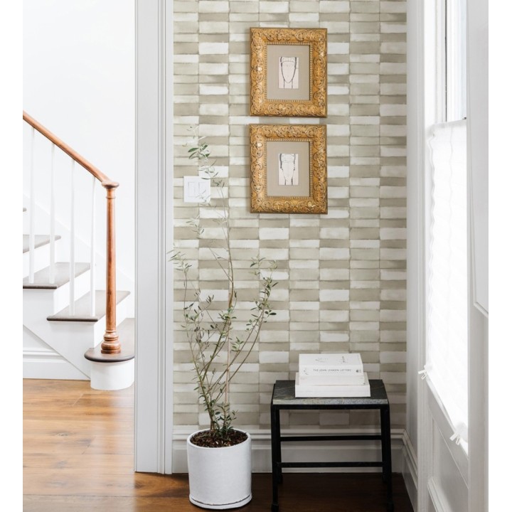 Papel pintado con diseño de baldosas moderno color tonos beiges - Lamdo 682452