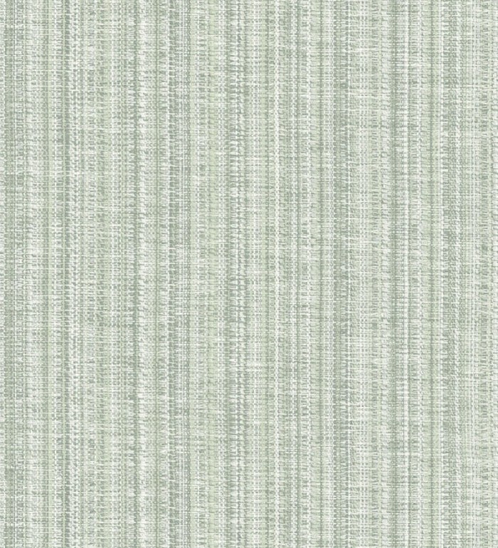 Papel pintado imitación tela jacquard de rayas verde - Leeds 682461