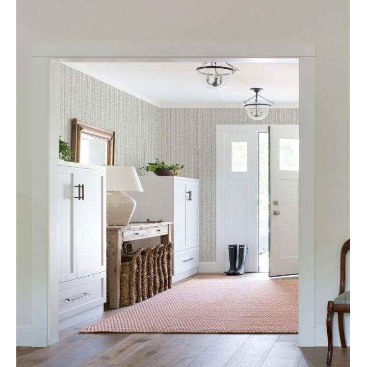 Papel pintado imitación tela jacquard de rayas marrón - Leeds 682463