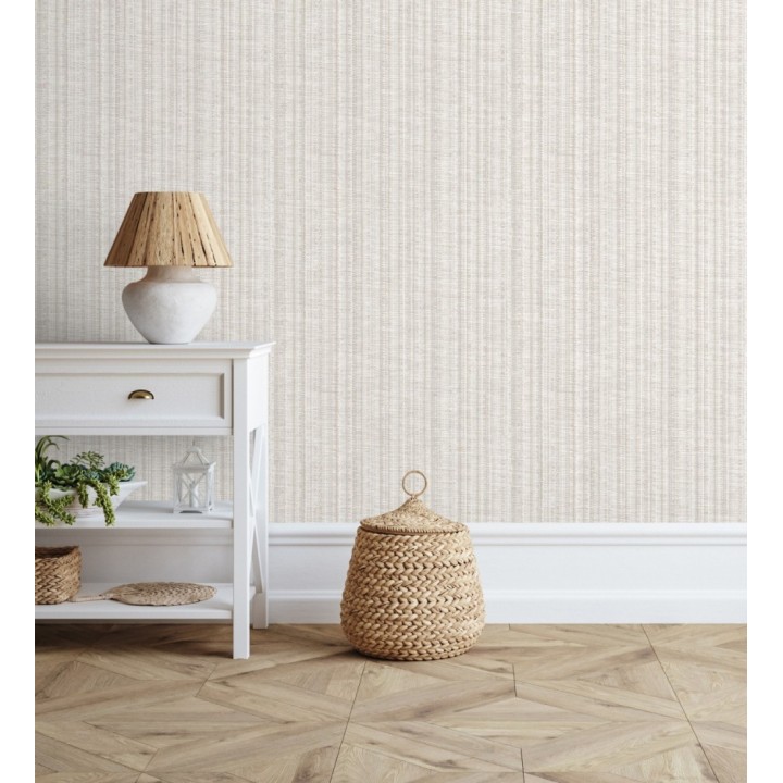 Papel pintado imitación tela jacquard de rayas malva claro - Leeds 682465