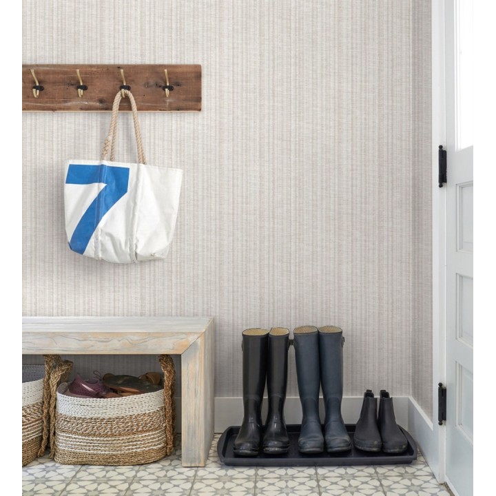 Papel pintado imitación tela jacquard de rayas malva claro - Leeds 682465