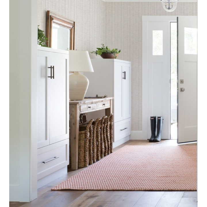 Papel pintado imitación tela jacquard de rayas malva claro - Leeds 682465