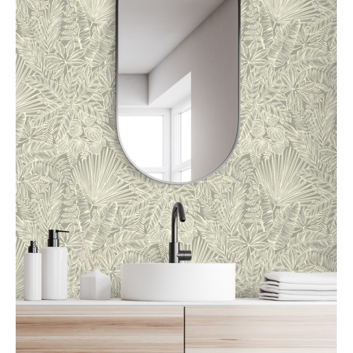 Papel pintado de selva tropical con hojas fondo marrón - Jacaranda 682471