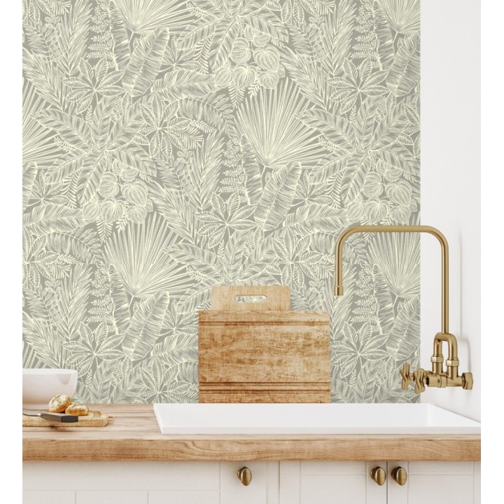 Papel pintado de selva tropical con hojas fondo marrón - Jacaranda 682471