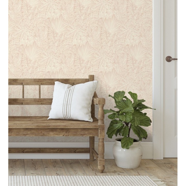 Papel pintado de selva tropical con hojas fondo rosa empolvado - Jacaranda 682472