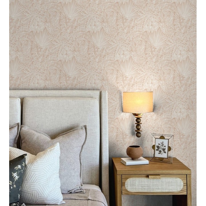 Papel pintado de selva tropical con hojas fondo rosa empolvado - Jacaranda 682472