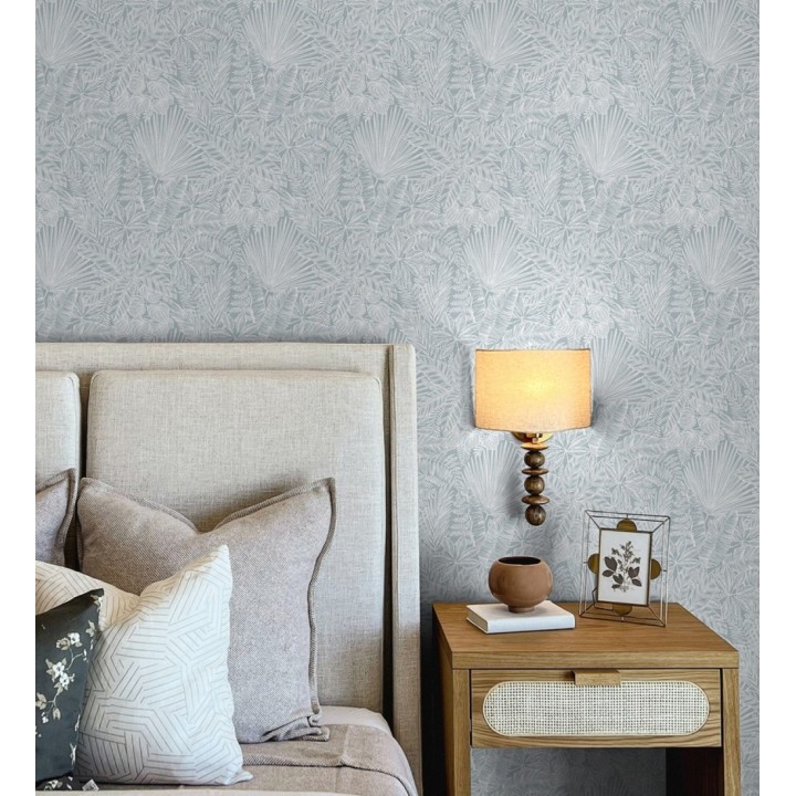 Papel pintado de selva tropical con hojas fondo azul - Jacaranda 682473