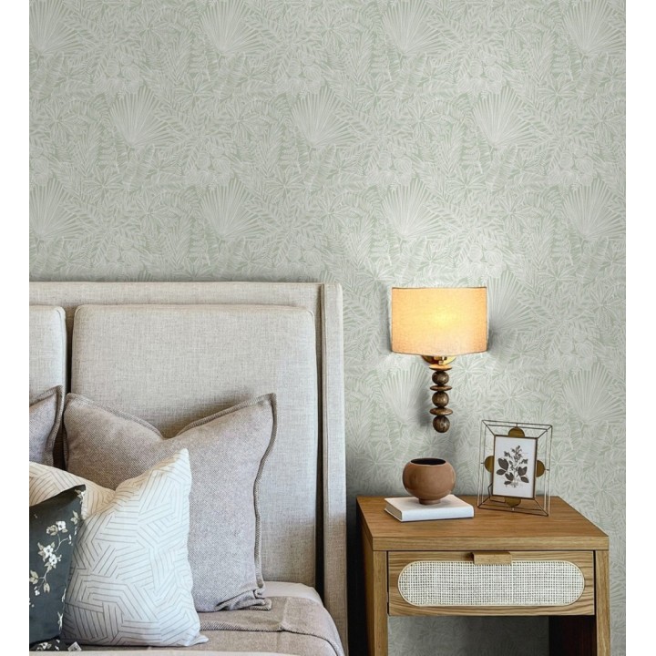 Papel pintado de selva tropical con hojas fondo verde claro - Jacaranda 682474