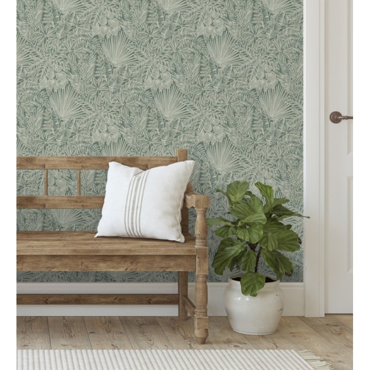 Papel pintado de selva tropical con hojas fondo verde - Jacaranda 682475