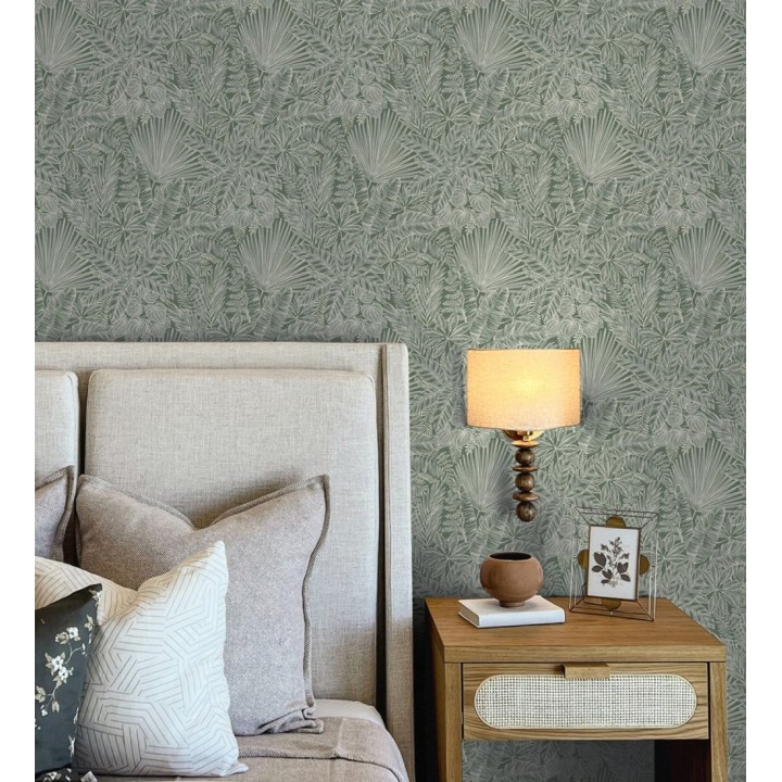 Papel pintado de selva tropical con hojas fondo verde - Jacaranda 682475