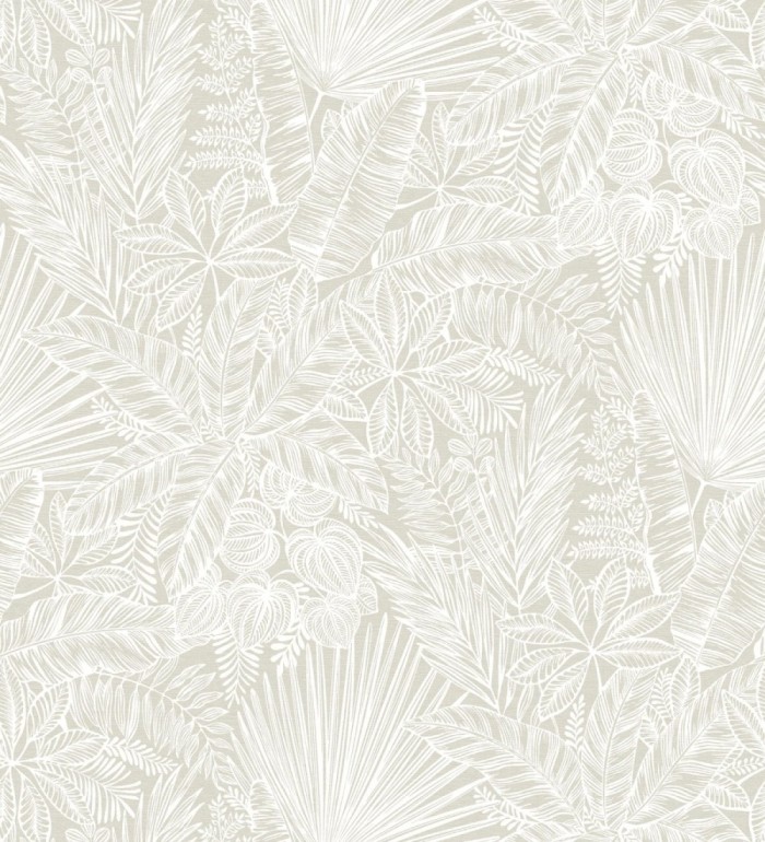 Papel pintado de selva tropical con hojas fondo beige - Jacaranda 682476