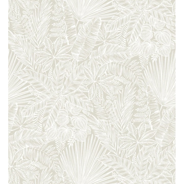 Papel pintado de selva tropical con hojas fondo beige - Jacaranda 682476