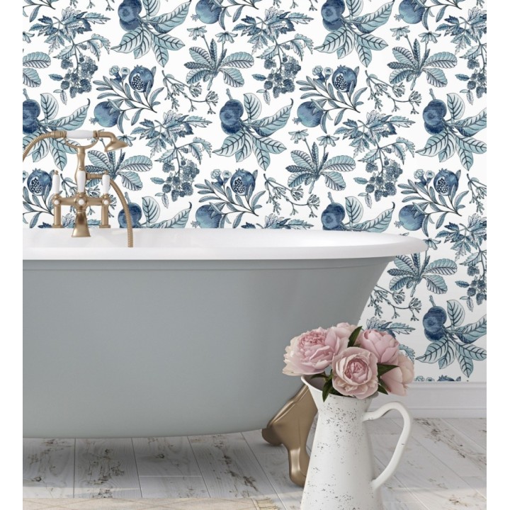 Papel pintado de granadas tonos azules - Reika 682482