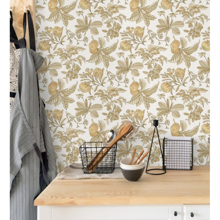 Papel pintado de granadas tonos ocres - Reika 682484