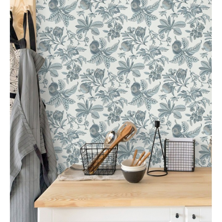 Papel pintado de granadas tonos grises azulados - Reika 682485