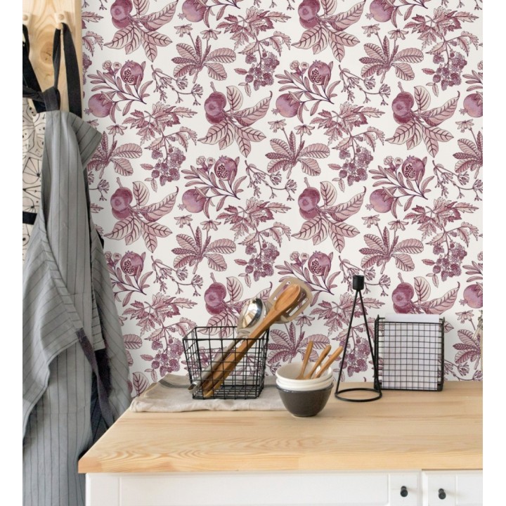 Papel pintado de granadas tonos rojo purpúreo - Reika 682486