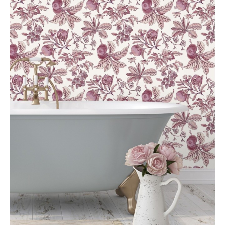 Papel pintado de granadas tonos rojo purpúreo - Reika 682486