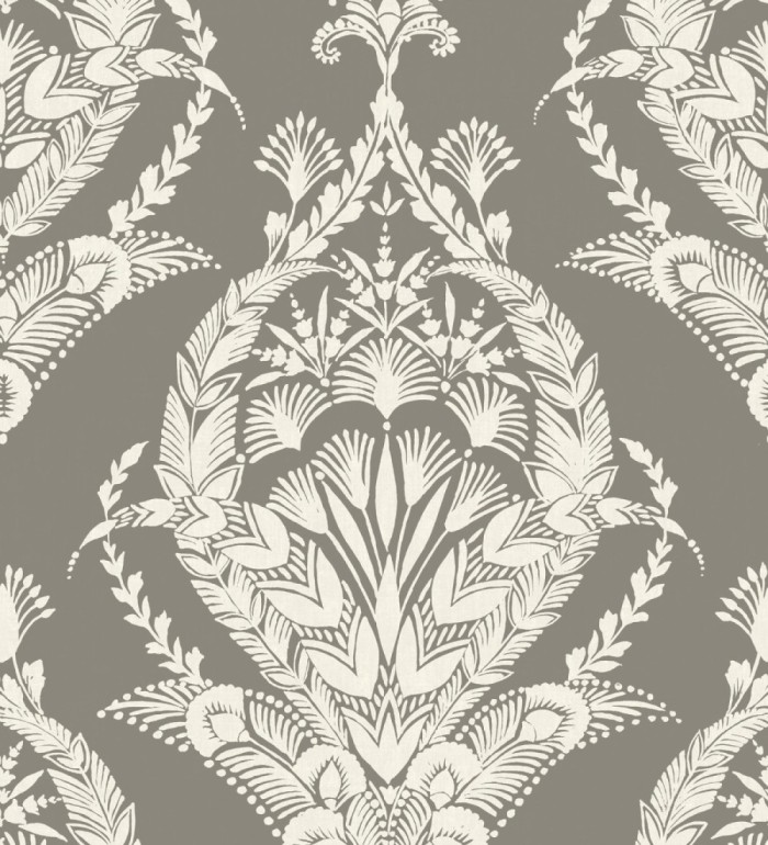 Papel pintado ornamental estilo inglés color visón - Aruna 682487