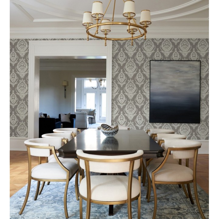 Papel pintado ornamental estilo inglés color visón - Aruna 682487