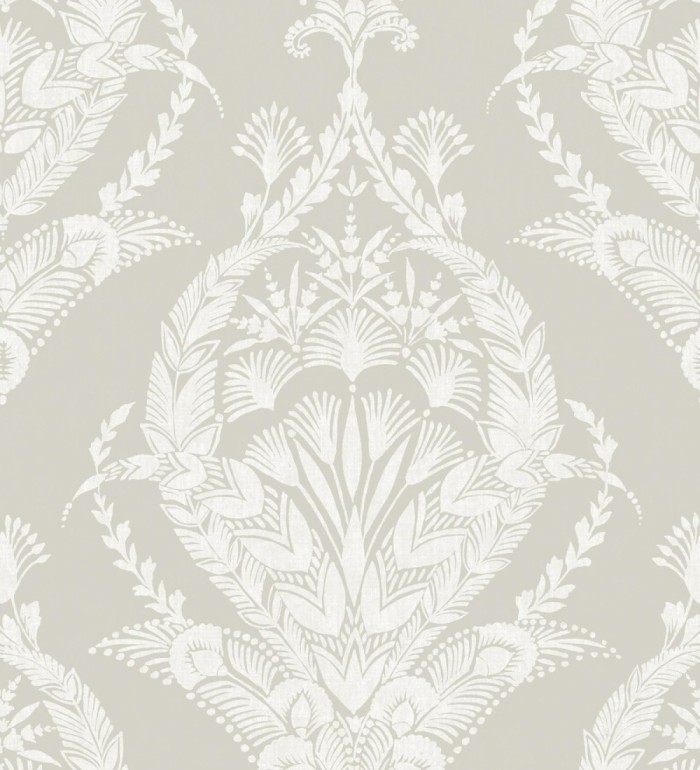 Papel pintado ornamental estilo inglés color gris claro - Aruna 682489