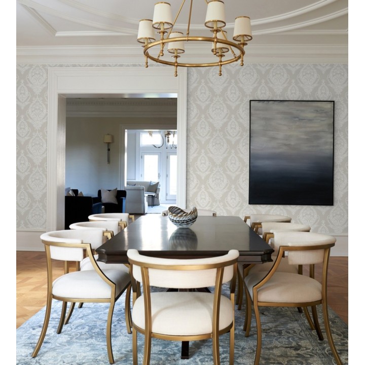 Papel pintado ornamental estilo inglés color gris claro - Aruna 682489