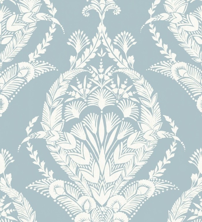 Papel pintado ornamental estilo inglés color azul claro - Aruna 682490