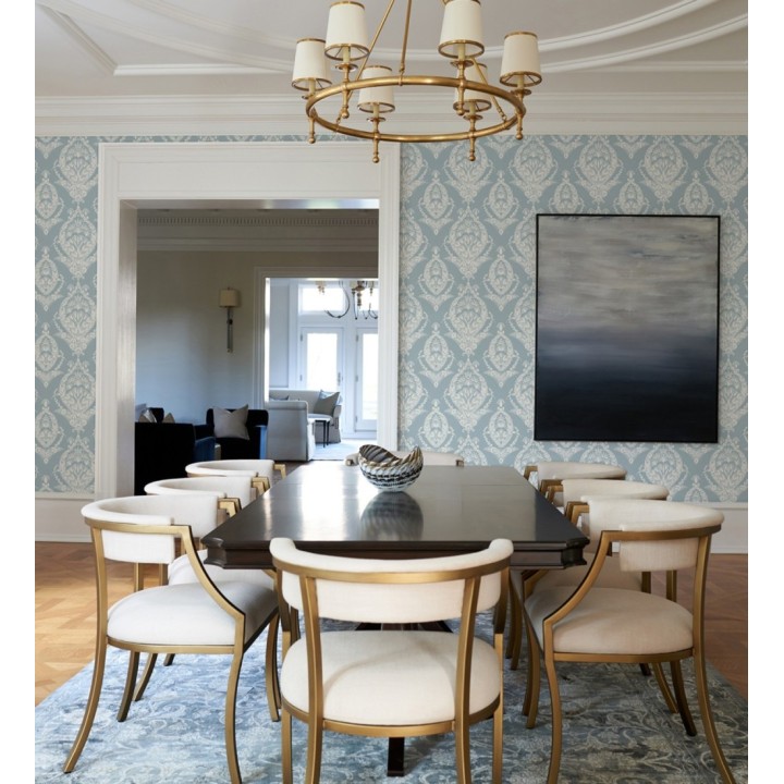 Papel pintado ornamental estilo inglés color azul claro - Aruna 682490