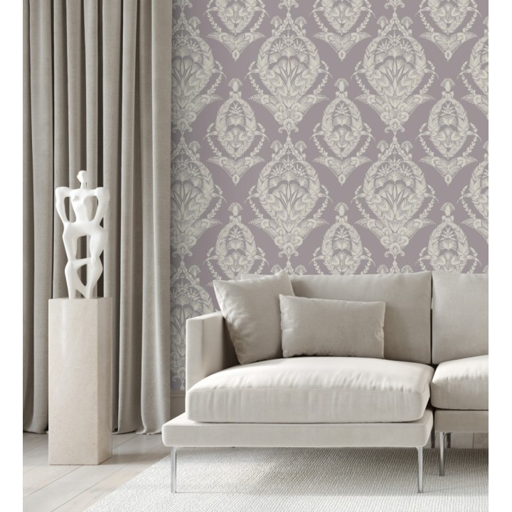 Papel pintado ornamental estilo inglés color lavanda - Aruna 682491