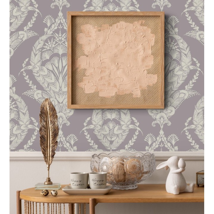 Papel pintado ornamental estilo inglés color lavanda - Aruna 682491