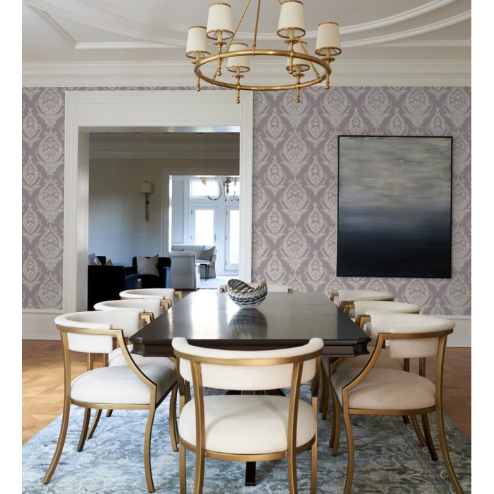 Papel pintado ornamental estilo inglés color lavanda - Aruna 682491