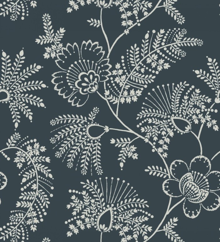 Papel pintado de flores estilo étnico fondo azul oscuro - Mirelle 682493