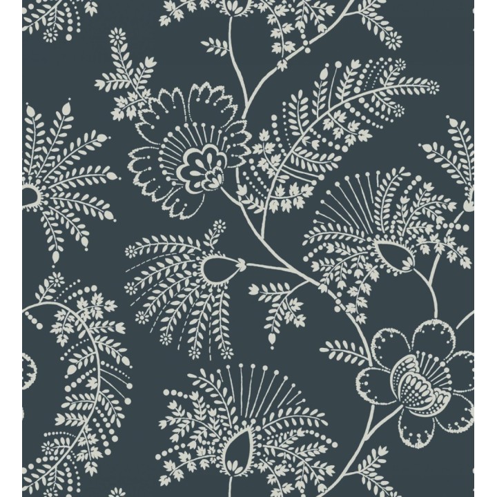 Papel pintado de flores estilo étnico fondo azul oscuro - Mirelle 682493