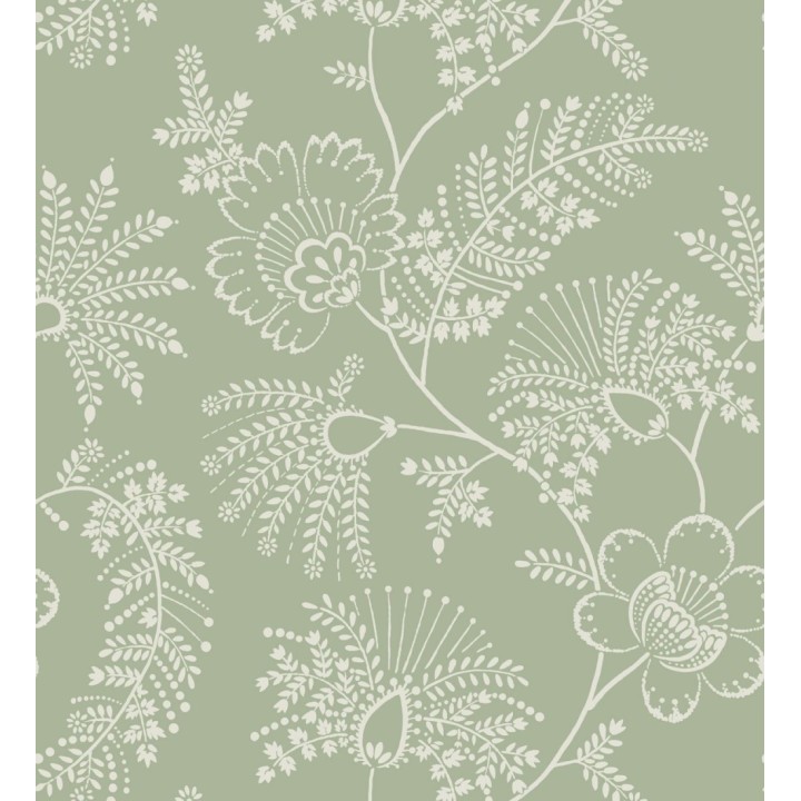 Papel pintado de flores estilo étnico fondo verde - Mirelle 682494