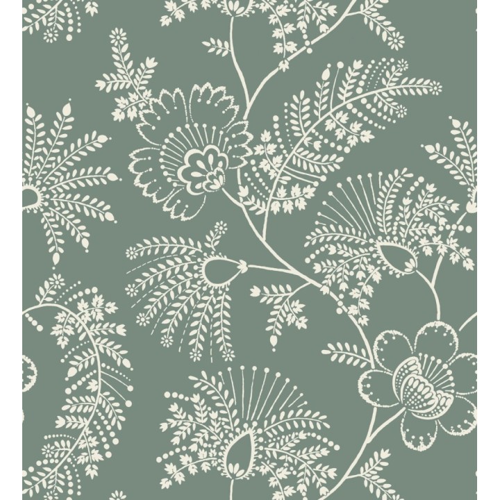 Papel pintado de flores estilo étnico fondo verde oscuro - Mirelle 682495