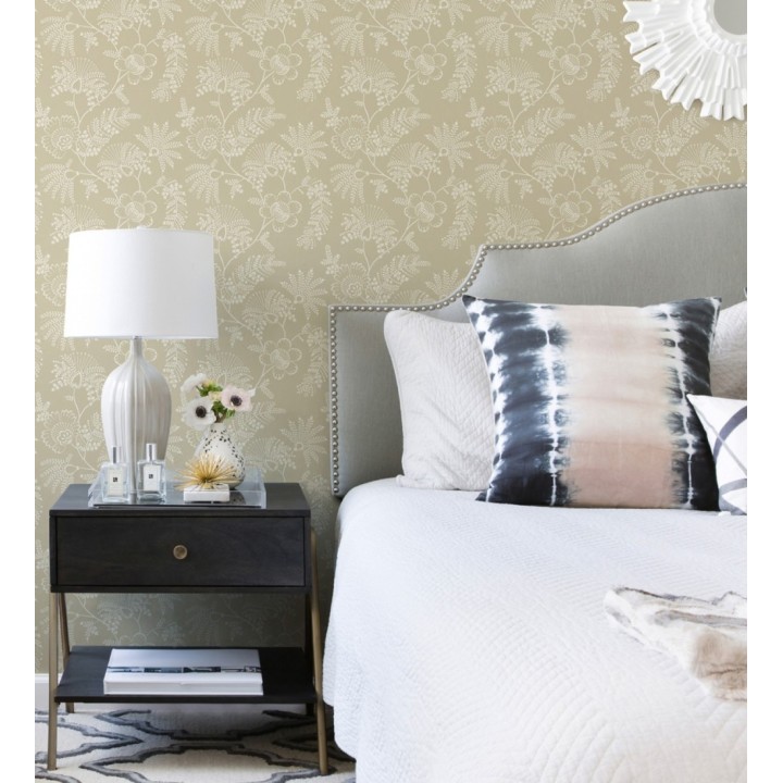 Papel pintado de flores estilo étnico fondo beige - Mirelle 682496