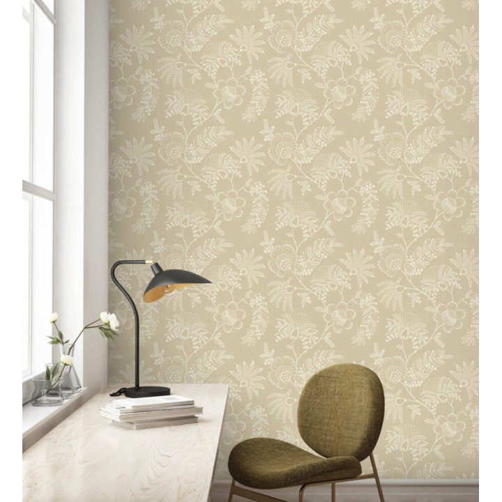 Papel pintado de flores estilo étnico fondo beige - Mirelle 682496