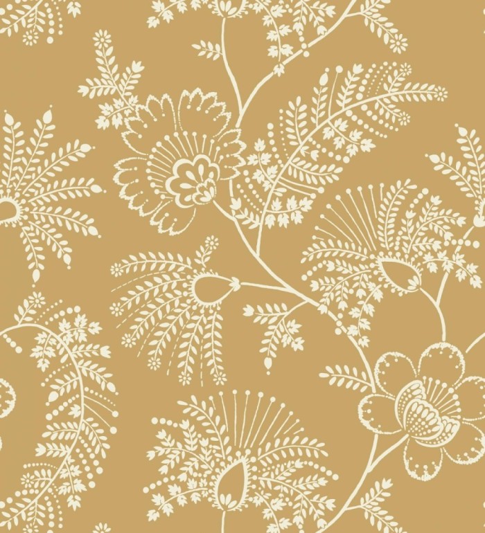 Papel pintado de flores estilo étnico fondo ocre - Mirelle 682497