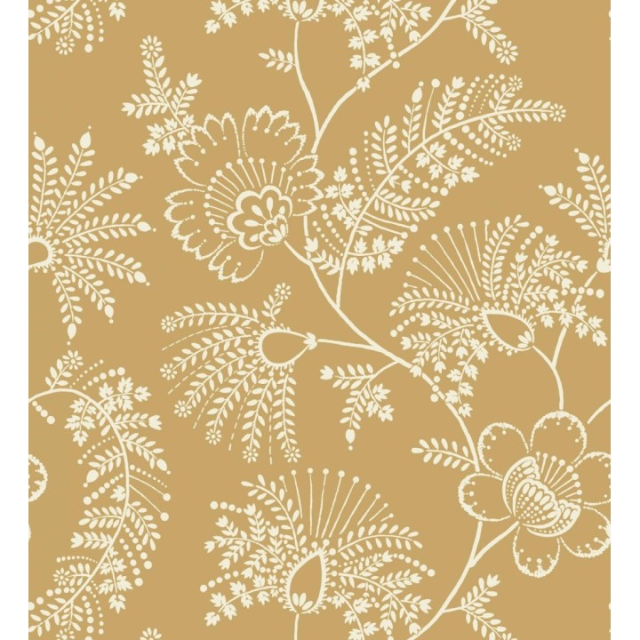 Papel pintado de flores estilo étnico fondo ocre - Mirelle 682497