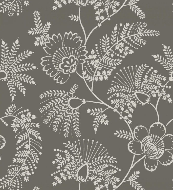 Papel pintado de flores estilo étnico fondo visón oscuro - Mirelle 682498