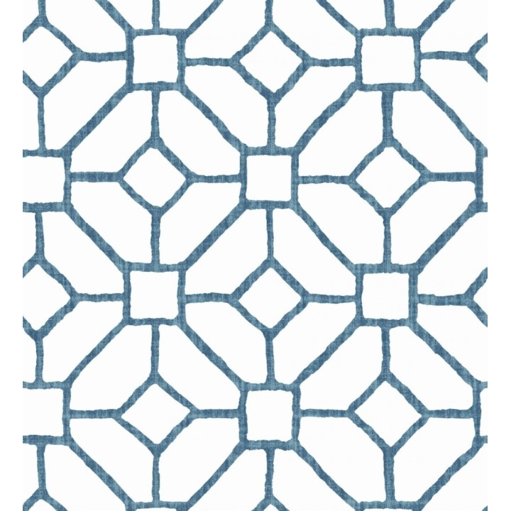 Papel pintado de celosía azul estilo boho - Mosset 682499