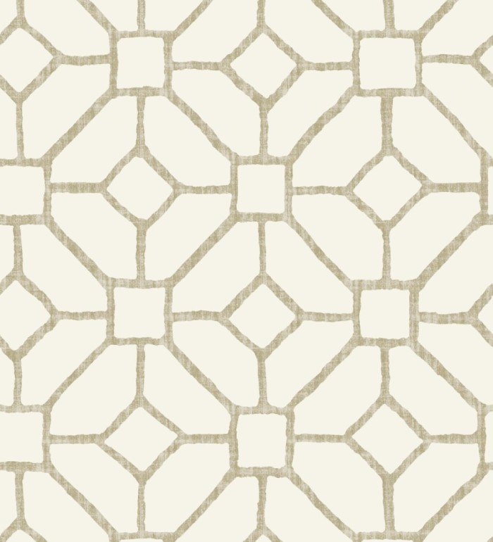 Papel pintado de celosía beige tostado estilo boho - Mosset 682500