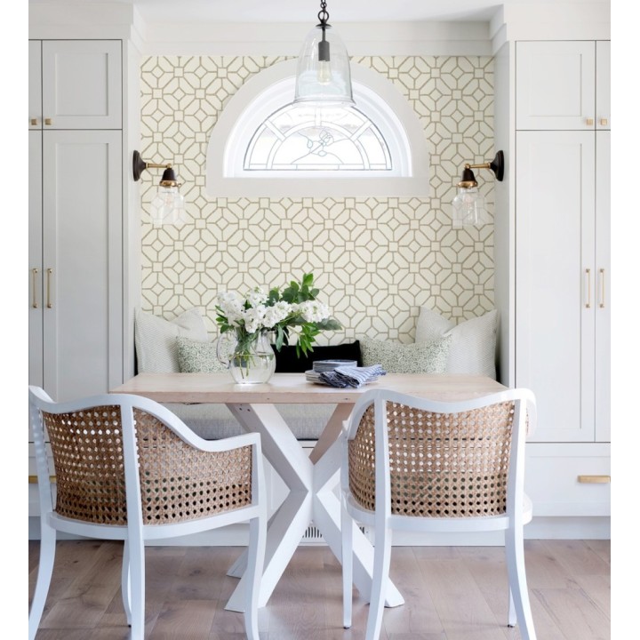 Papel pintado de celosía beige tostado estilo boho - Mosset 682500